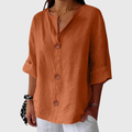 ENGLISH SUMMER LINEN V‑NECK SHIRT