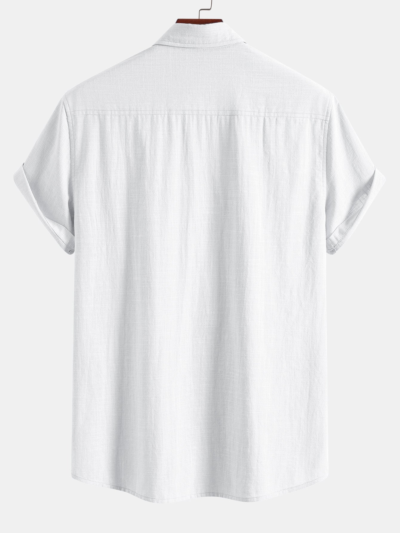 Camisa de manga corta con botones y efecto lino, y pantalones rectos de lino