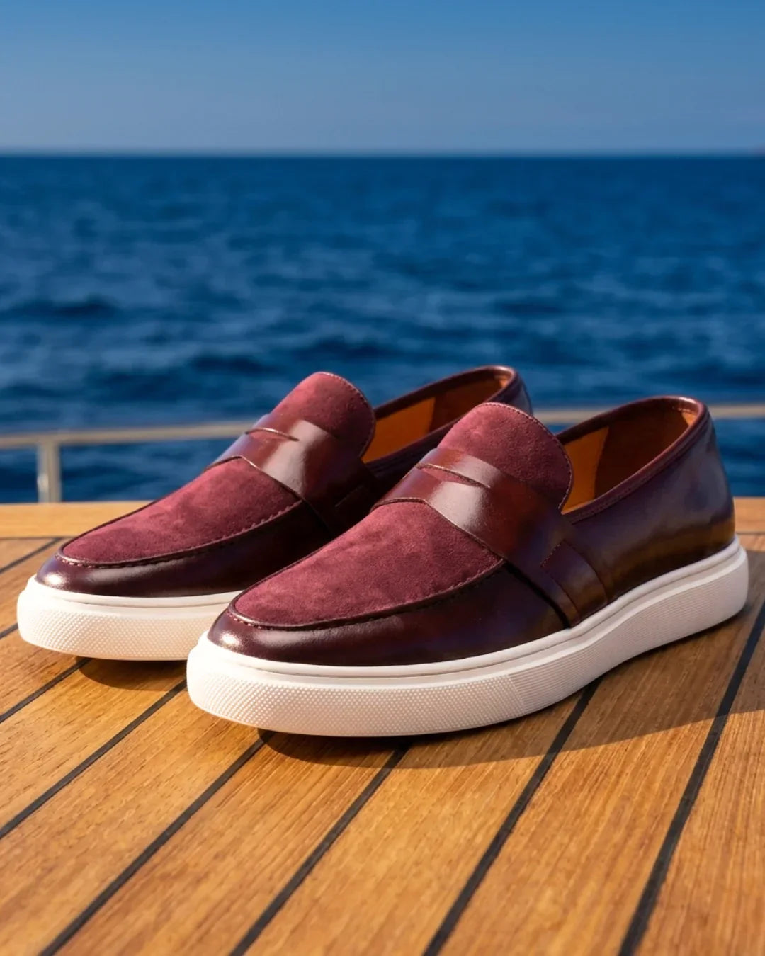 Mocasín AUGUSTO Piel y Ante Estilo Náutico