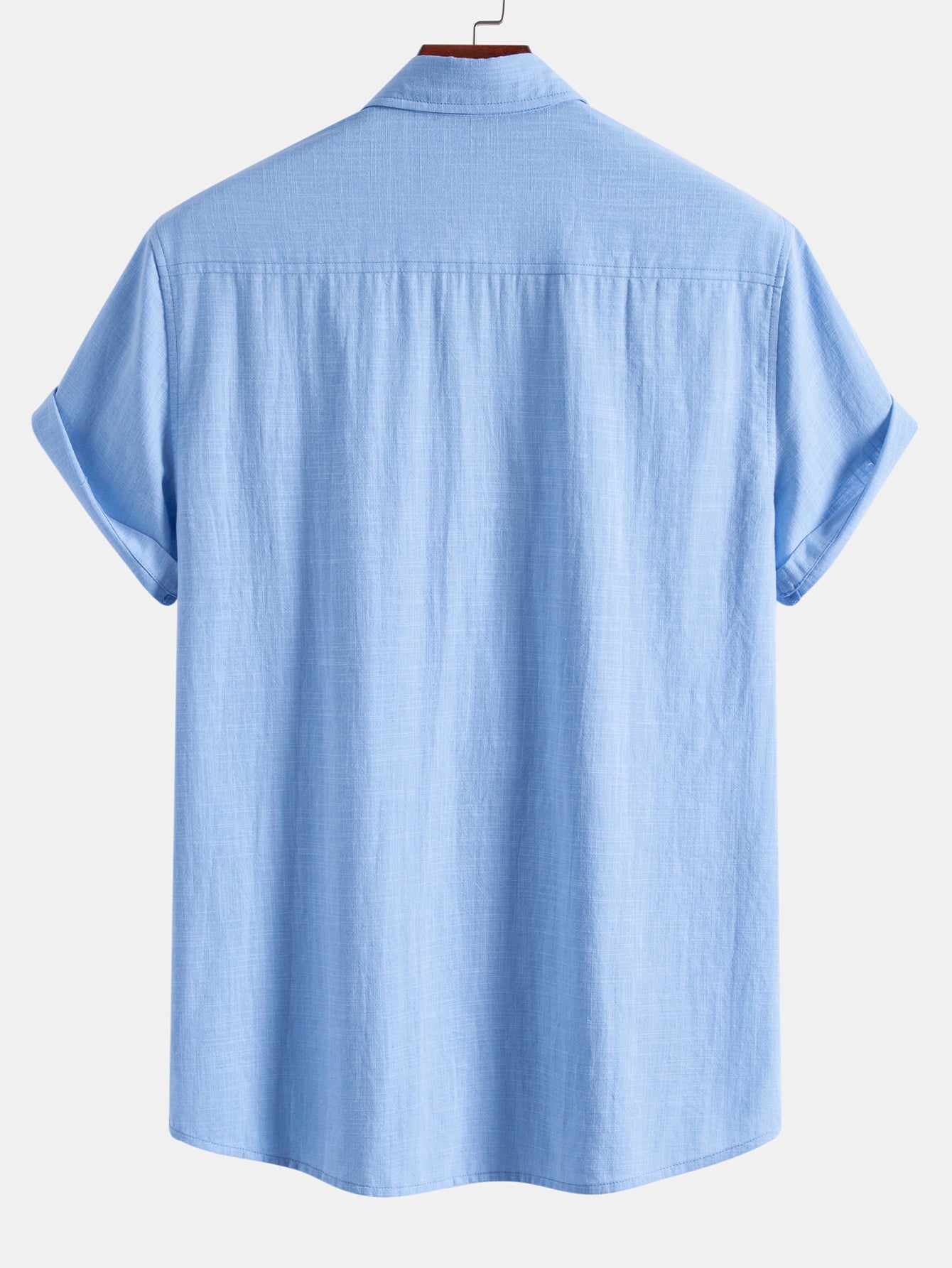 Camisa de manga corta con botones y efecto lino, y pantalones rectos de lino