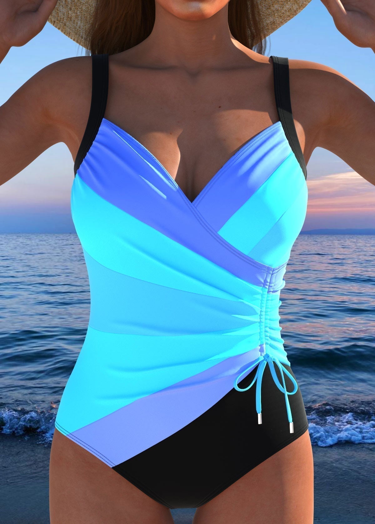 LUJOSO | Traje de Baño Cruzado con Estampado Colorido.