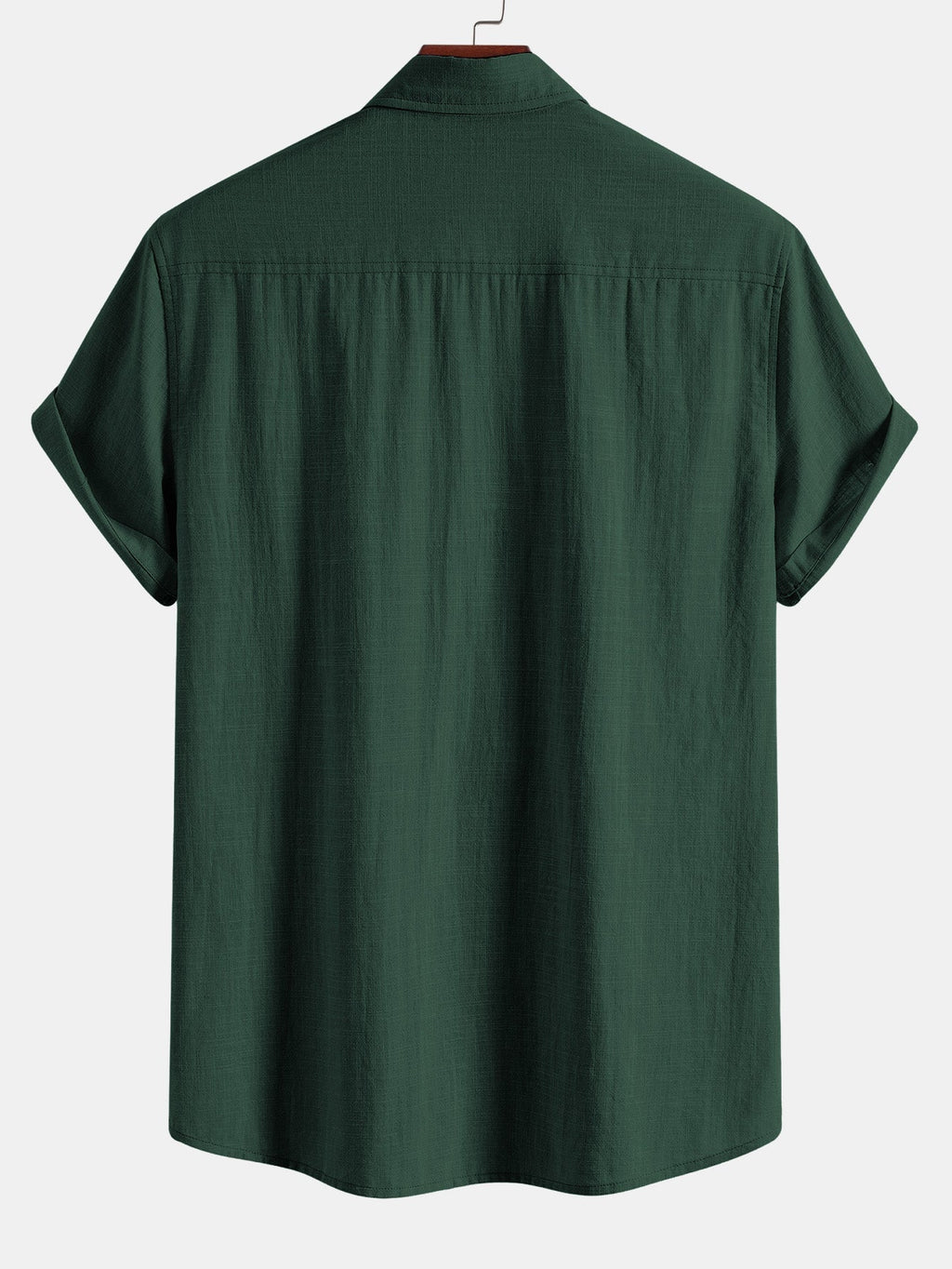 Camisa de manga corta con botones y efecto lino, y pantalones rectos de lino