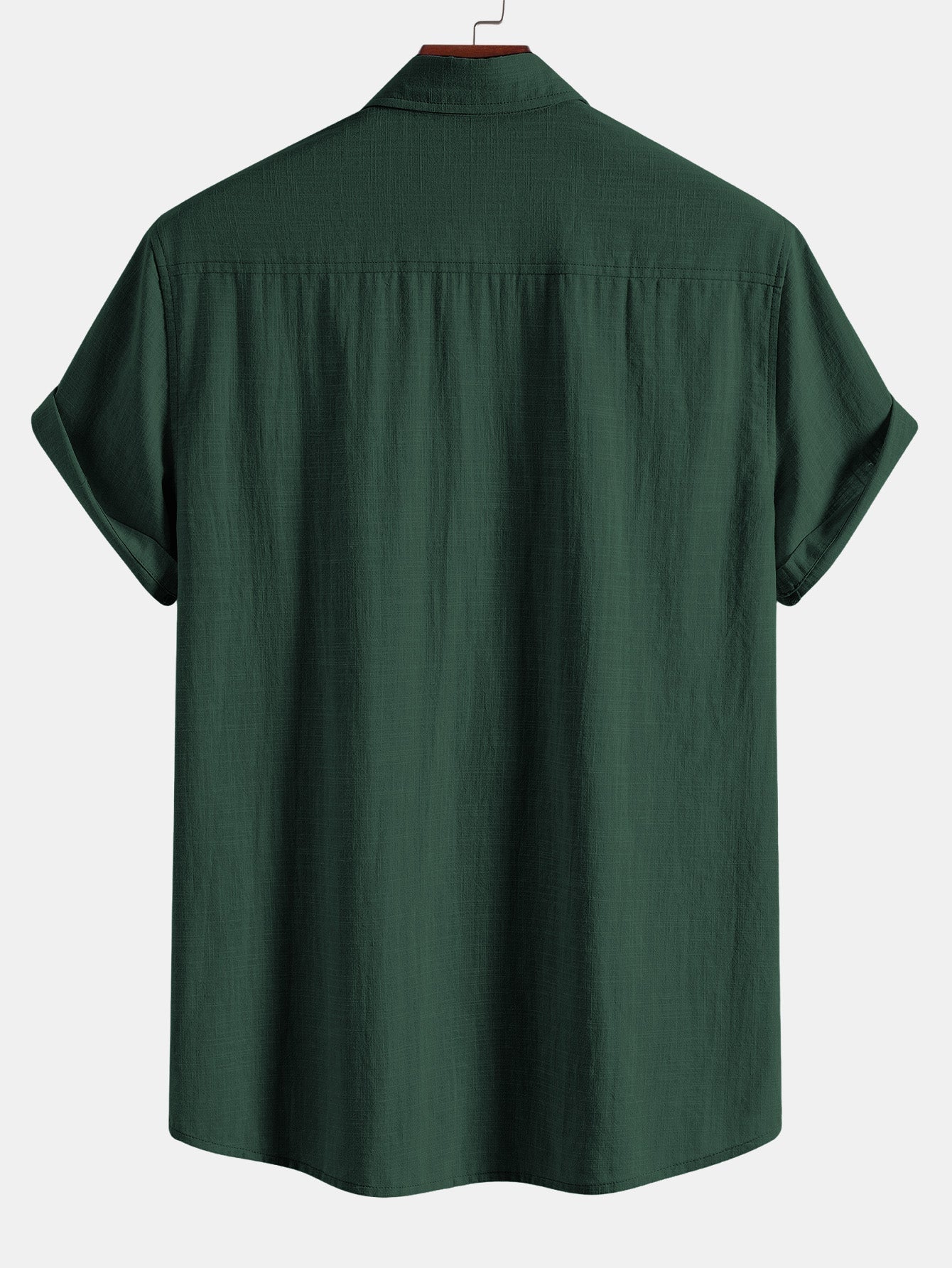 Camisa de manga corta con botones y efecto lino, y pantalones rectos de lino