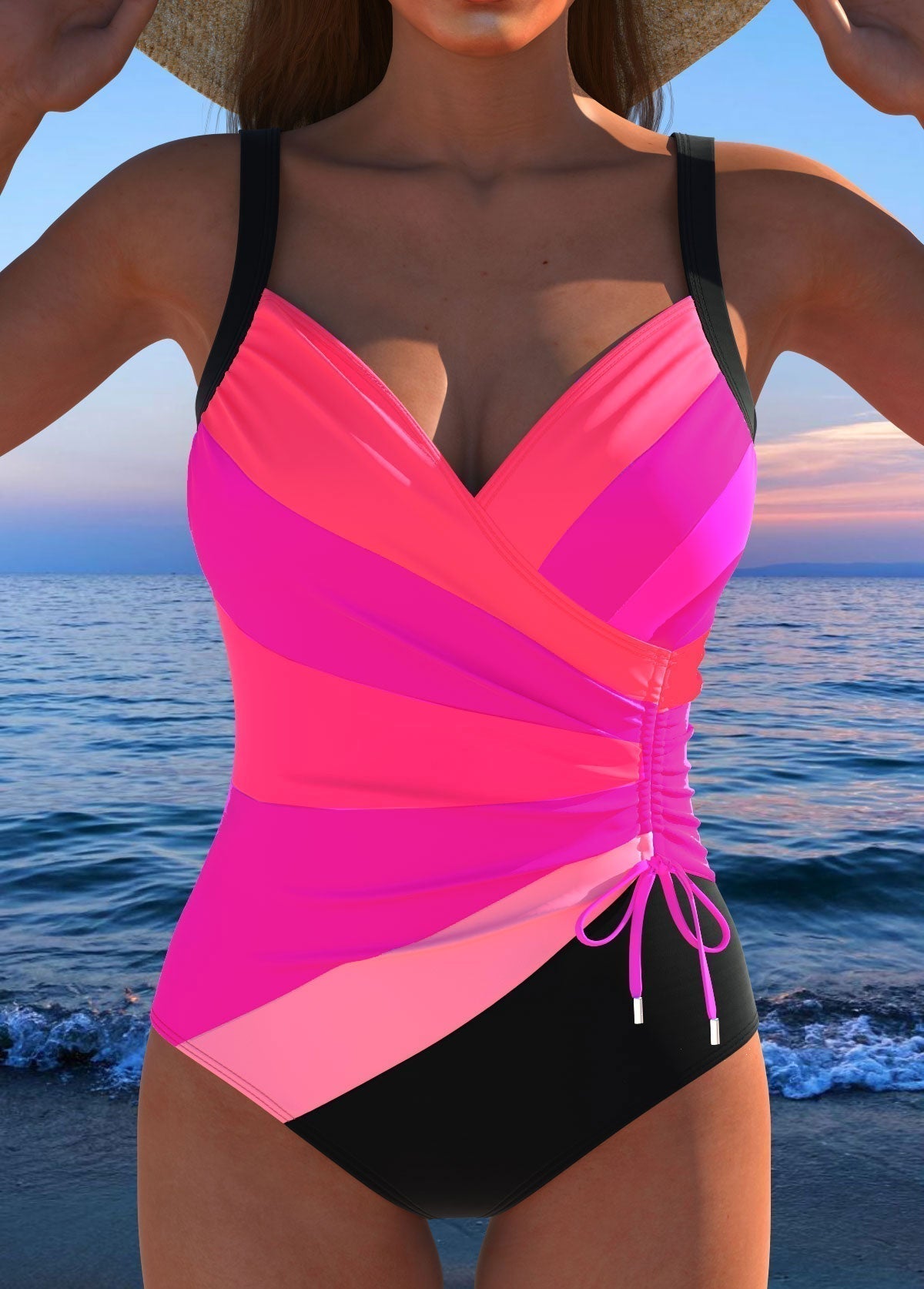 LUJOSO | Traje de Baño Cruzado con Estampado Colorido.
