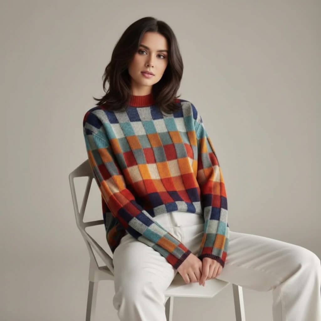 EMMA CHECKED MERINO JUMPER