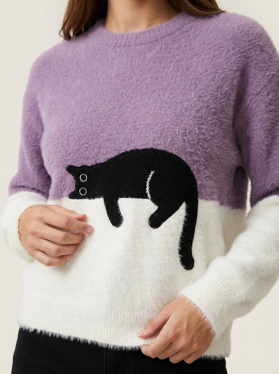 Luna - Sudadera para Mujer con Gráfico de Gato