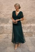 VESTIDO DE FIESTA ELEGANTE CON ESCOTE EN V