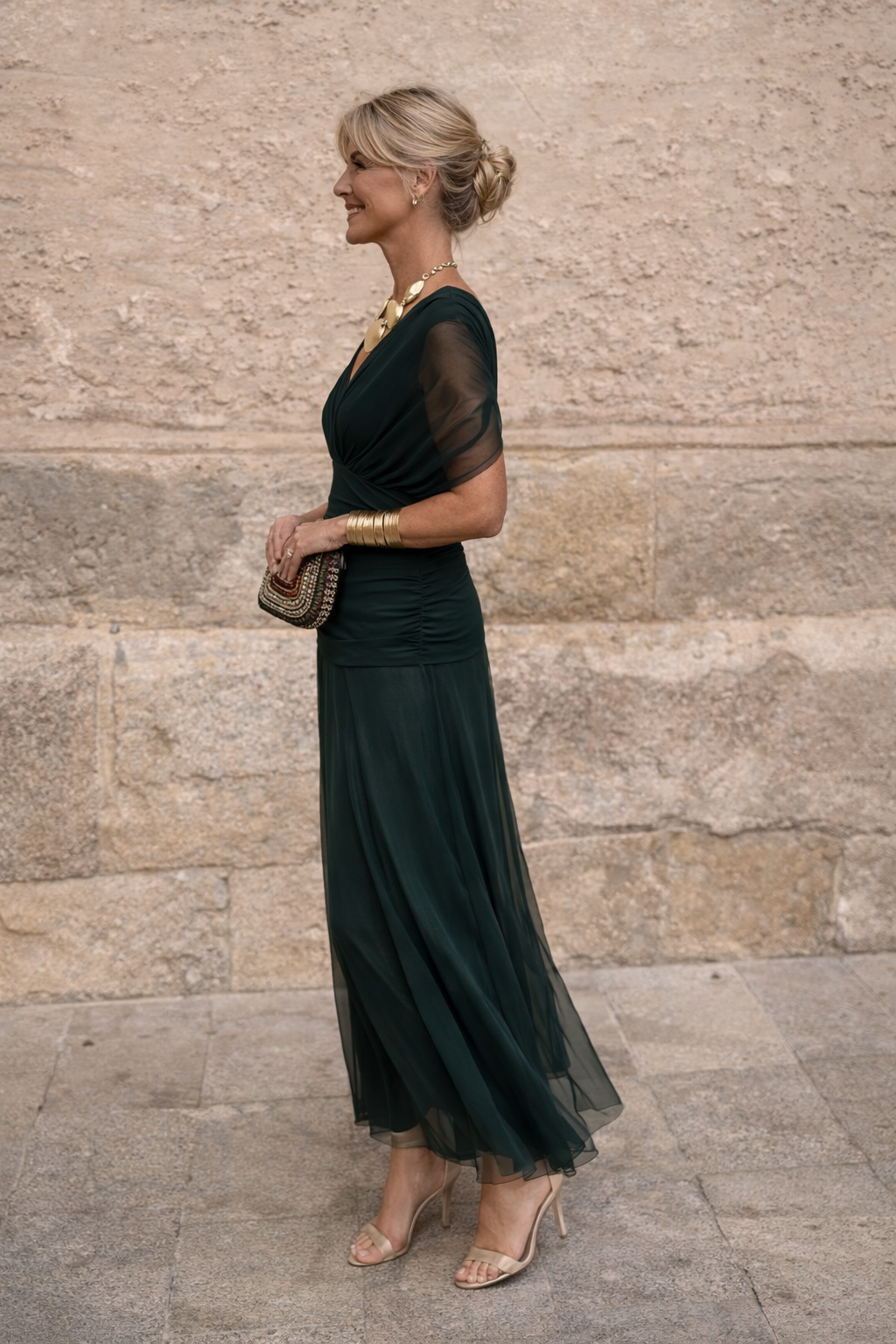 VESTIDO DE FIESTA ELEGANTE CON ESCOTE EN V