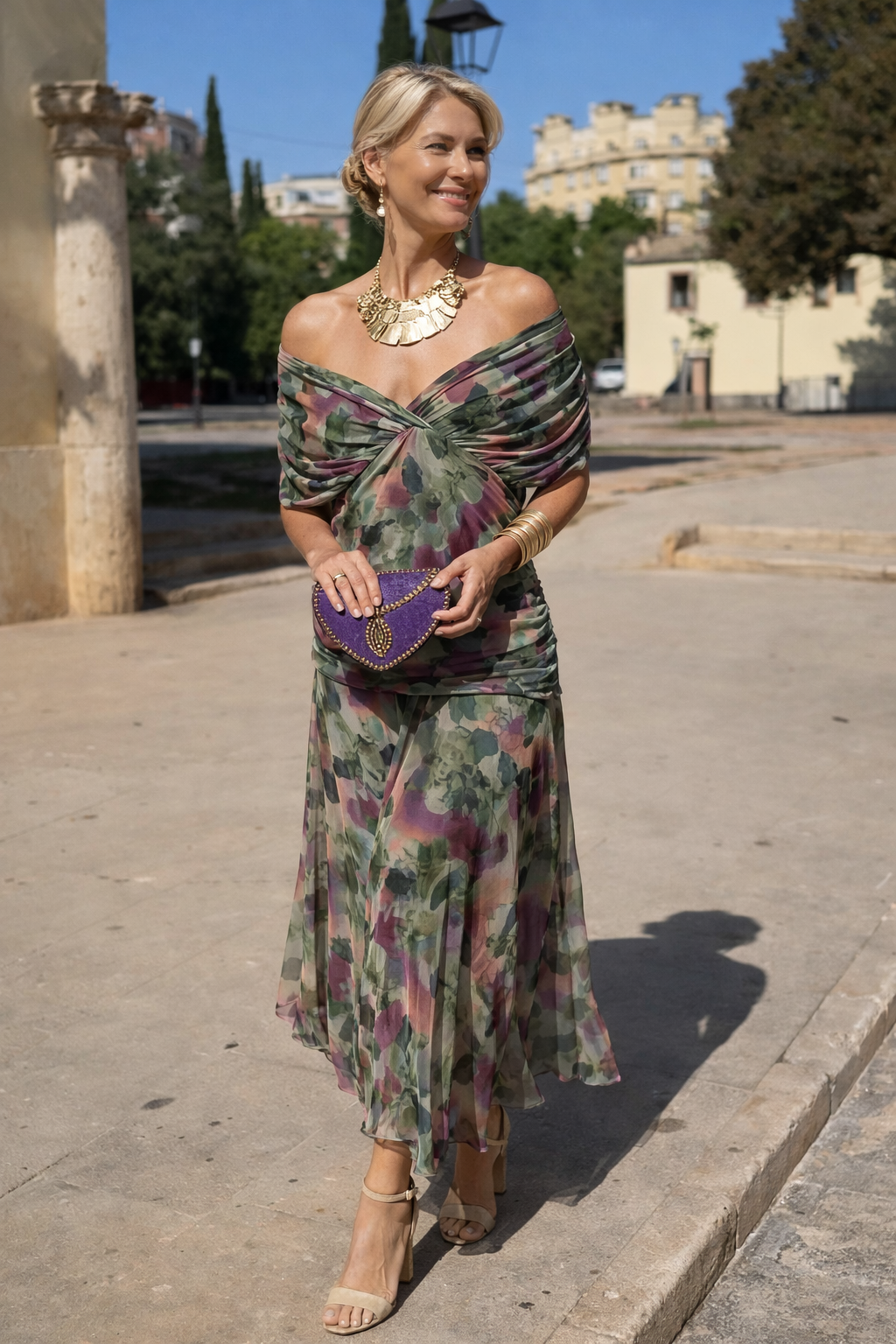 VESTIDO DE FIESTA ELEGANTE CON ESCOTE EN V
