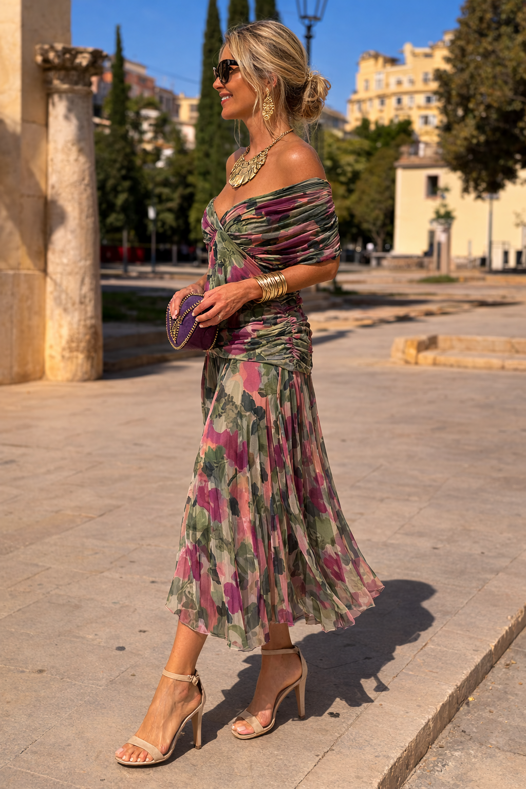 VESTIDO DE FIESTA ELEGANTE CON ESCOTE EN V