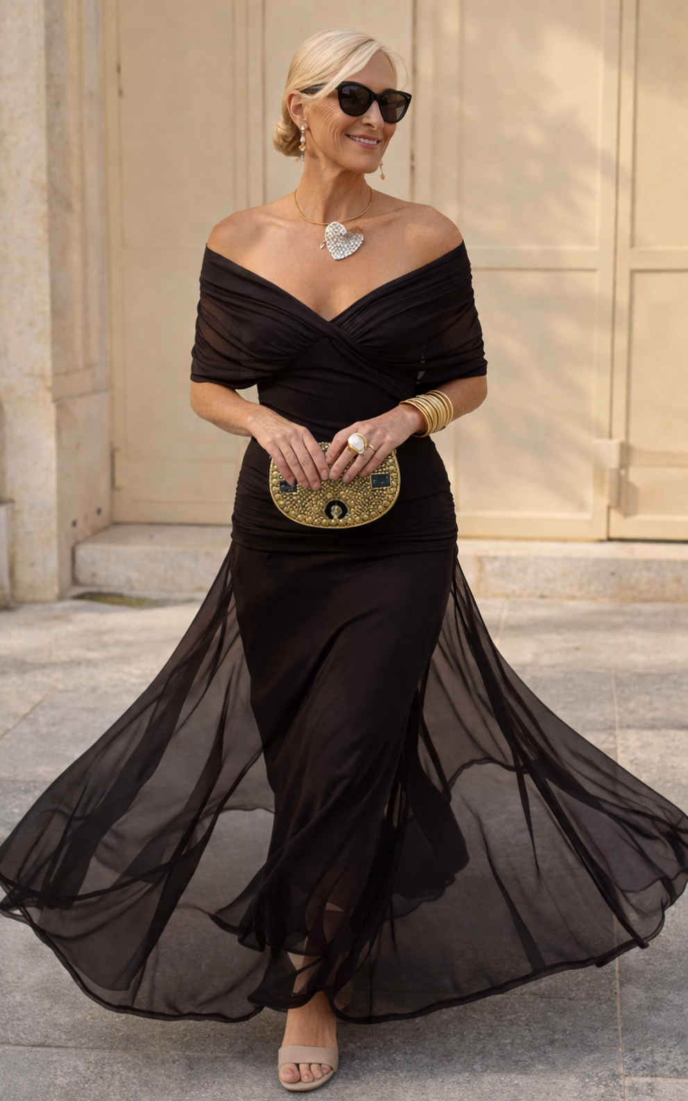 VESTIDO DE FIESTA ELEGANTE CON ESCOTE EN V