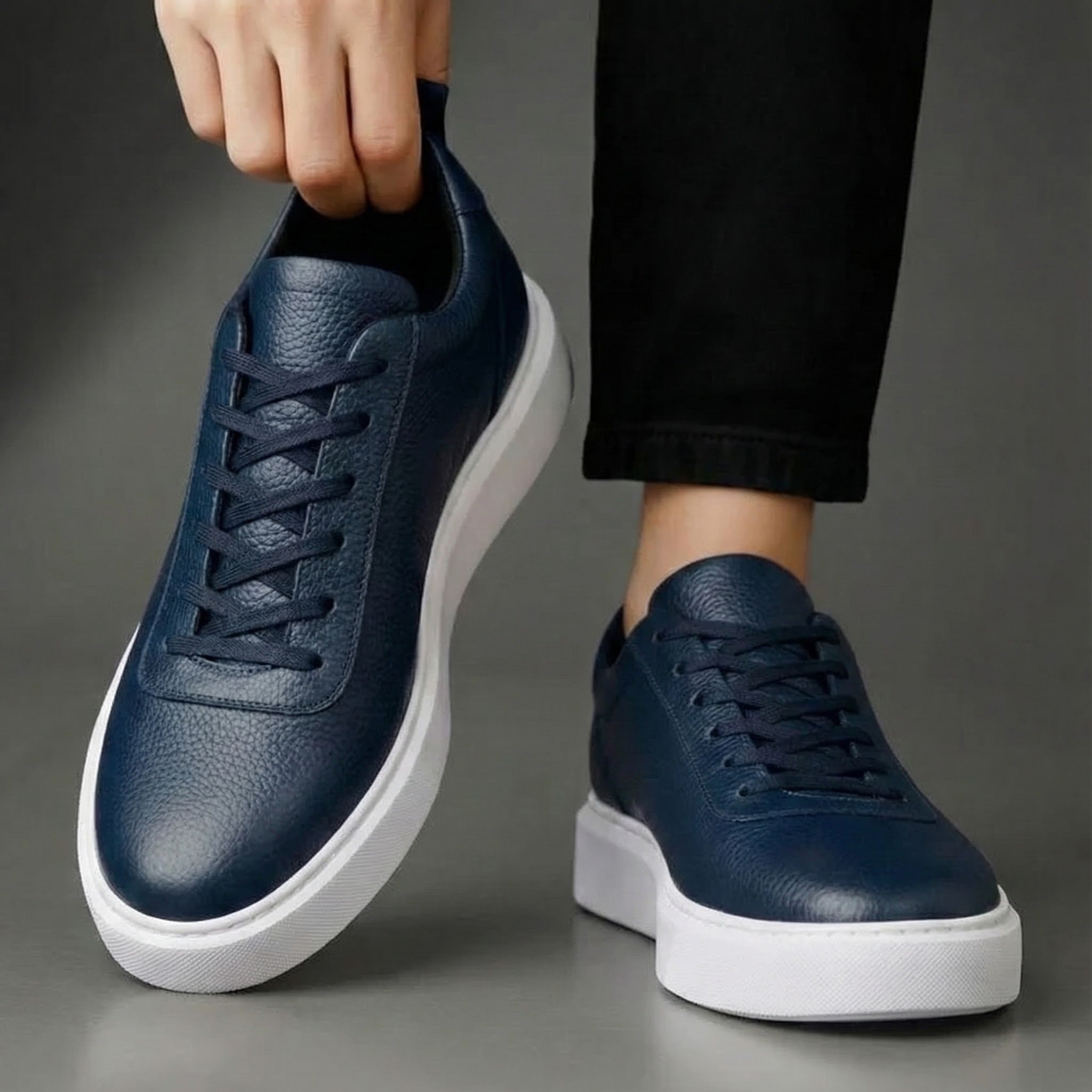 BROMLEY GRAINED LEATHER TRAINERS
