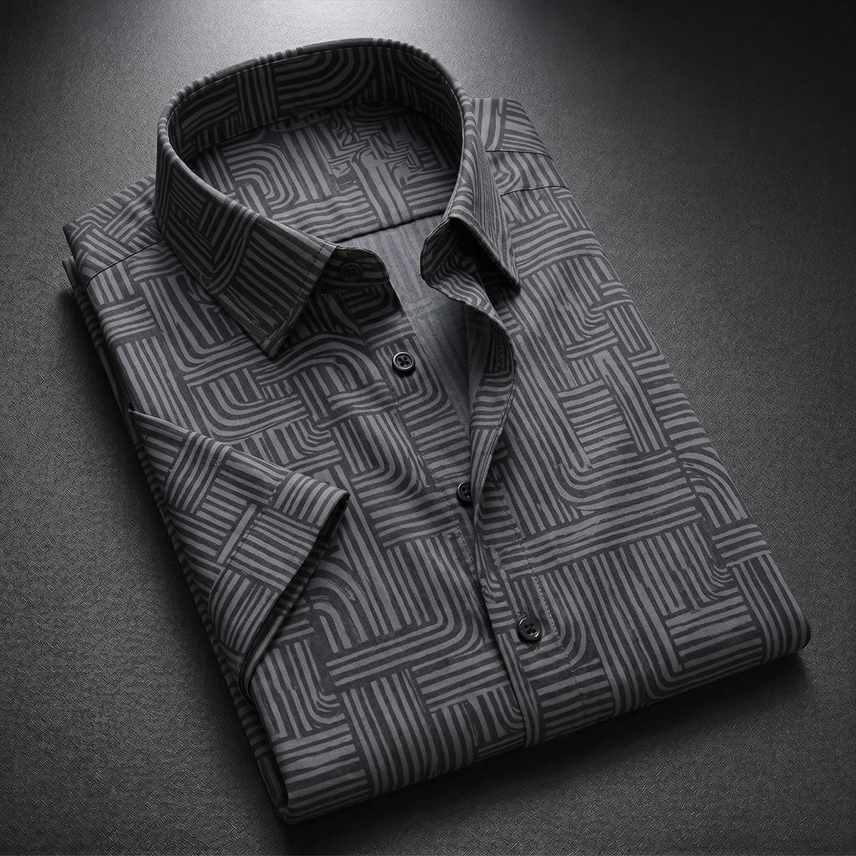 ASHFORD BLACK MAZE PATTERN SHIRT