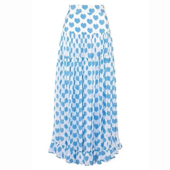 Set Amore Capri Bikini de Cintura Alta y Maxi Falda con Estampado de Corazones