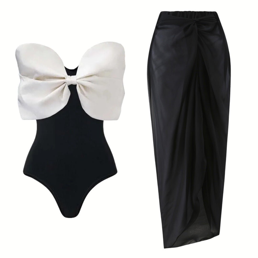 conjunto bañador lazo y falda