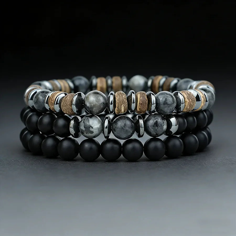 Set de Pulseras SIENA Piedra Natural y Ónix