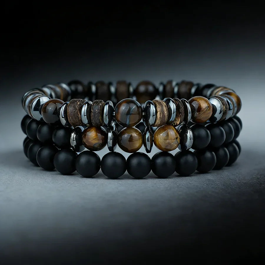Set de Pulseras SIENA Piedra Natural y Ónix