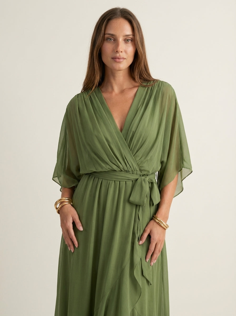 Mónica - Vestido de Chiffon con Escote en V