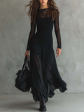 Nuria - Vestido Maxi Holgado de Tul Negro