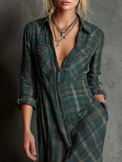 SERAPHINE GREEN-LAPEL DRESS
