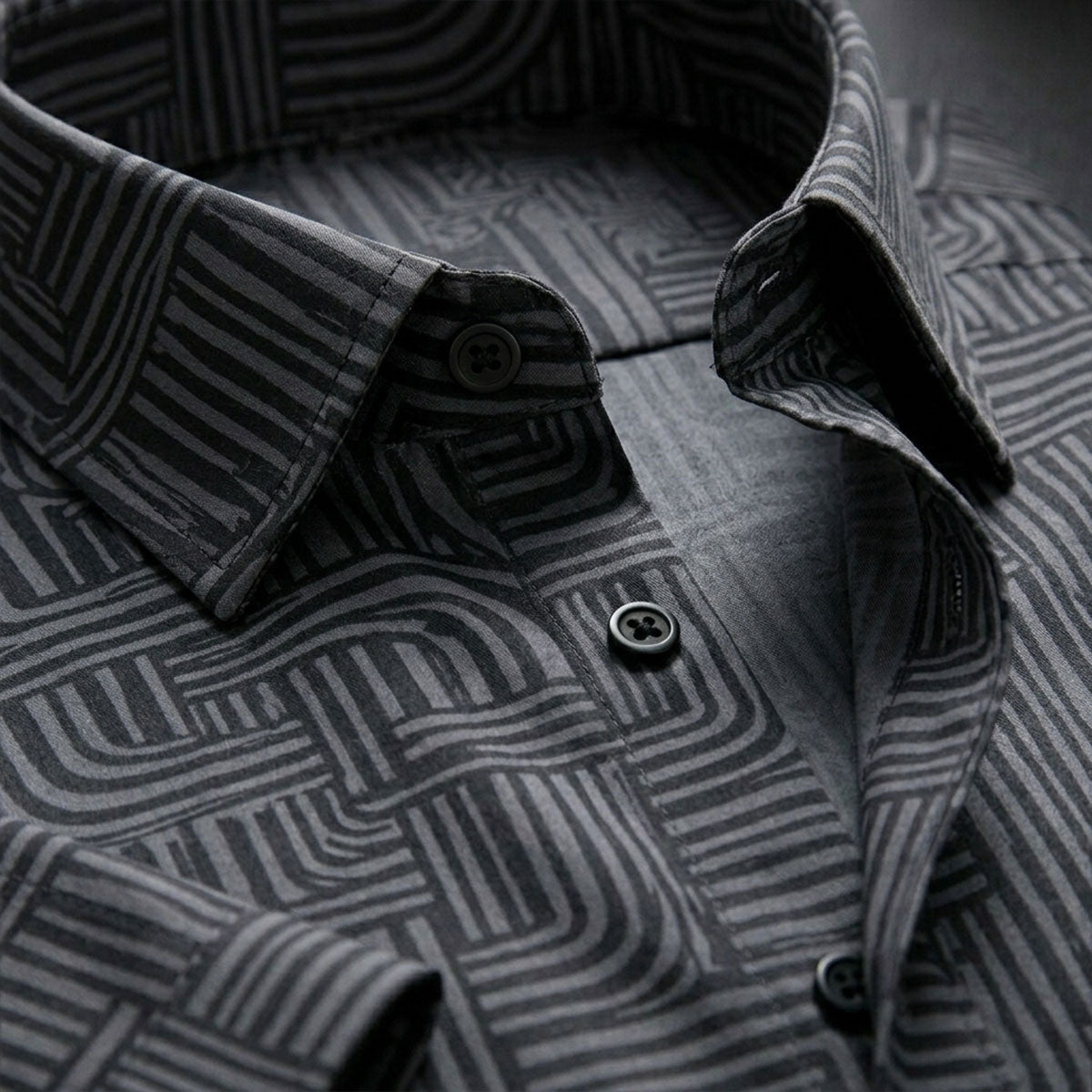 ASHFORD BLACK MAZE PATTERN SHIRT