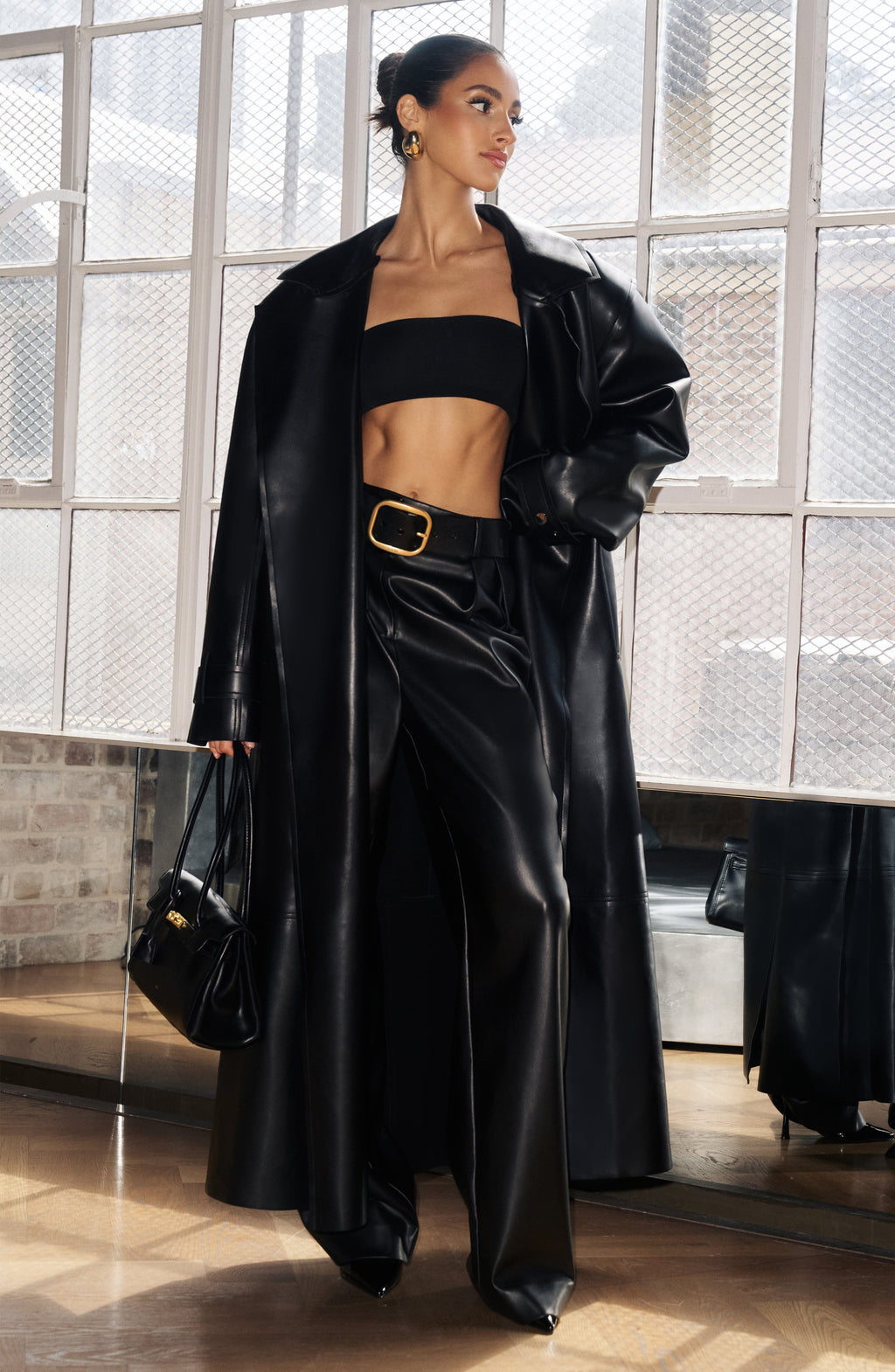 Sofía™ - Gabardina de Piel Sintética