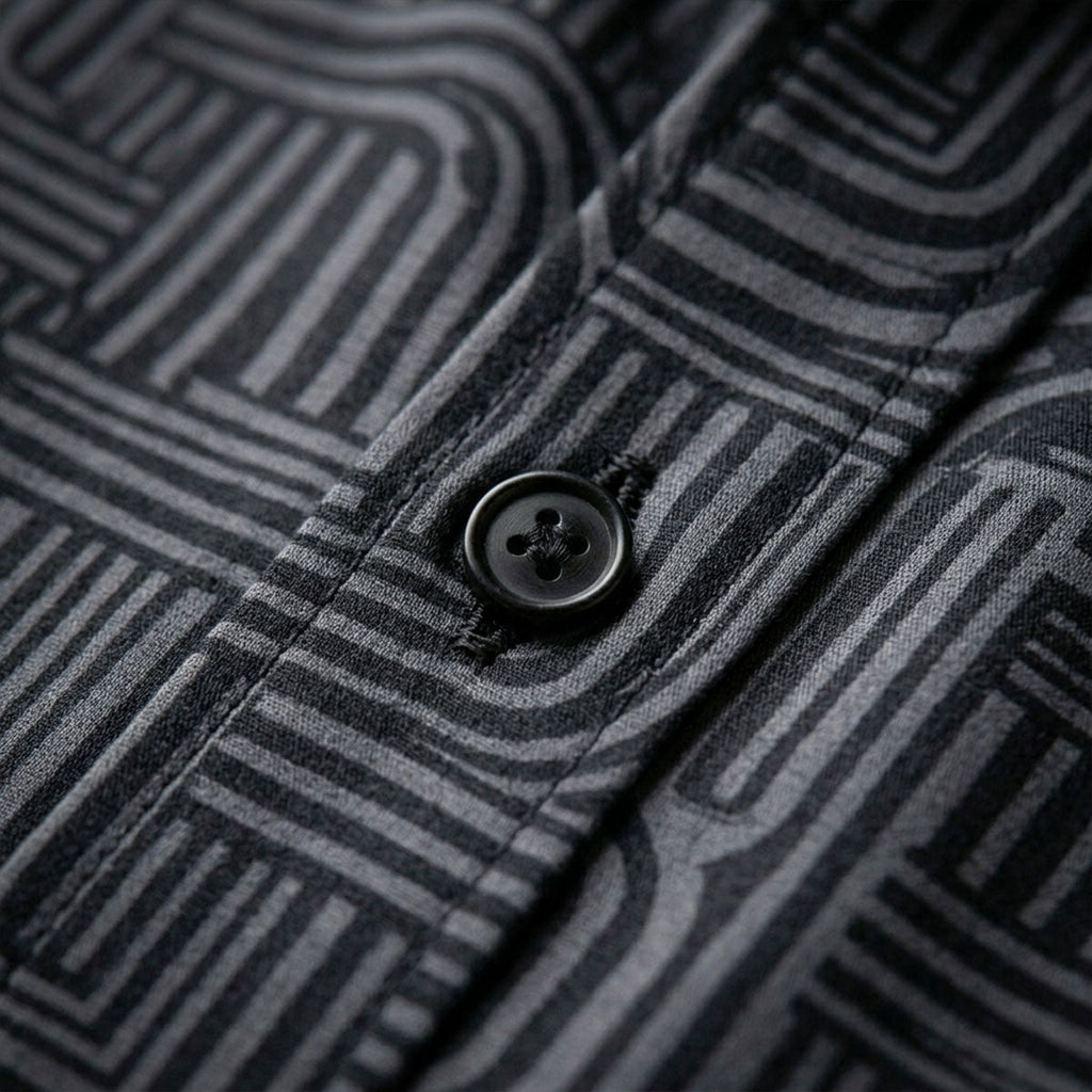 ASHFORD BLACK MAZE PATTERN SHIRT