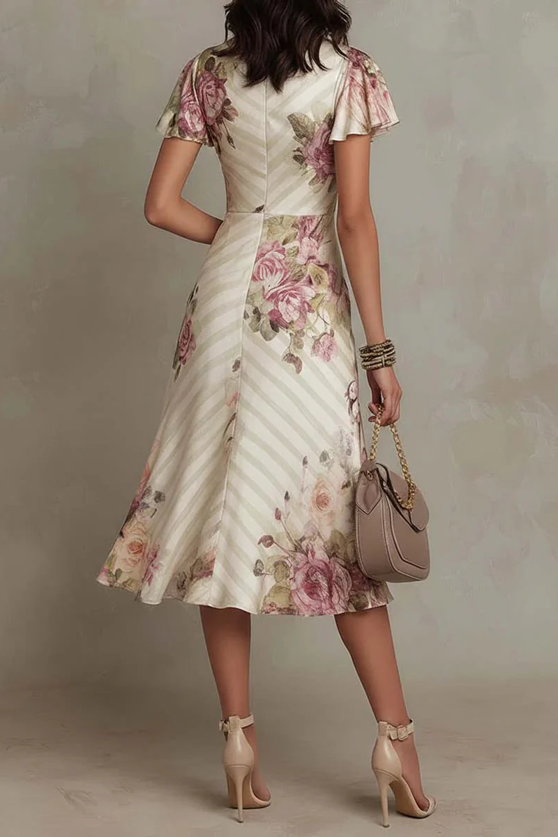Rocío | Vestido Midi Floral Satén Vintage