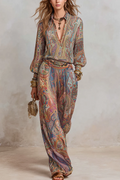 Conjunto Pantalón Ancho Estampado Paisley