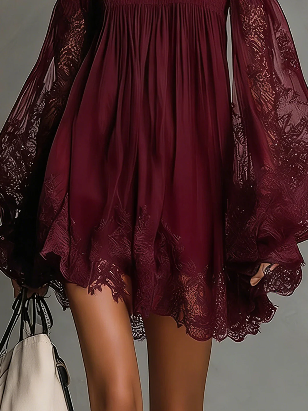 Lucía | Vestido Mini Chifón Encaje Boho