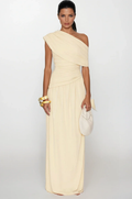 Vestido Hombro Drapeado Maxi