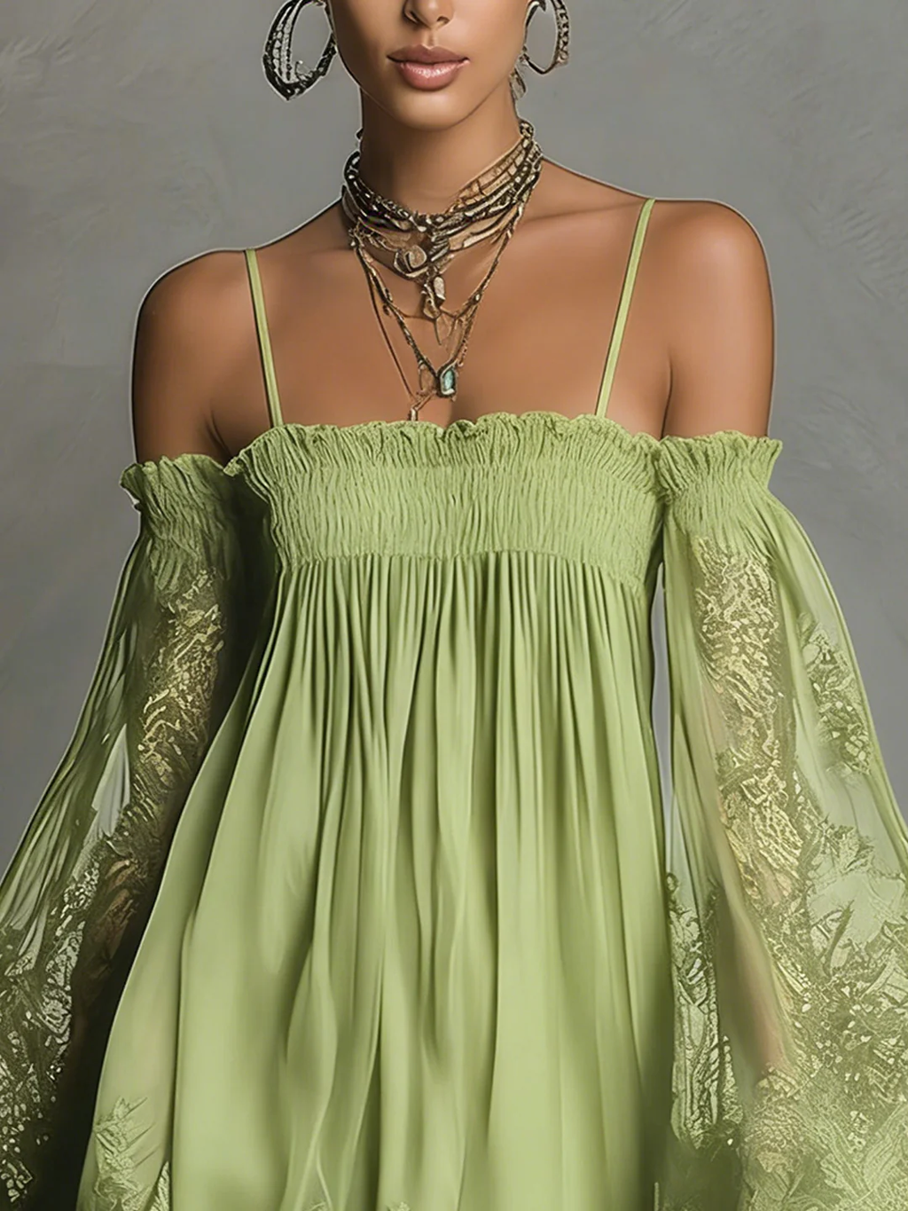 Lucía | Vestido Mini Chifón Encaje Boho
