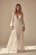 Shakira | Vestido largo de encaje bohemio