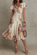 Rocío | Vestido Midi Floral Satén Vintage