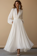 Sofía | Vestido largo blanco con escote en V