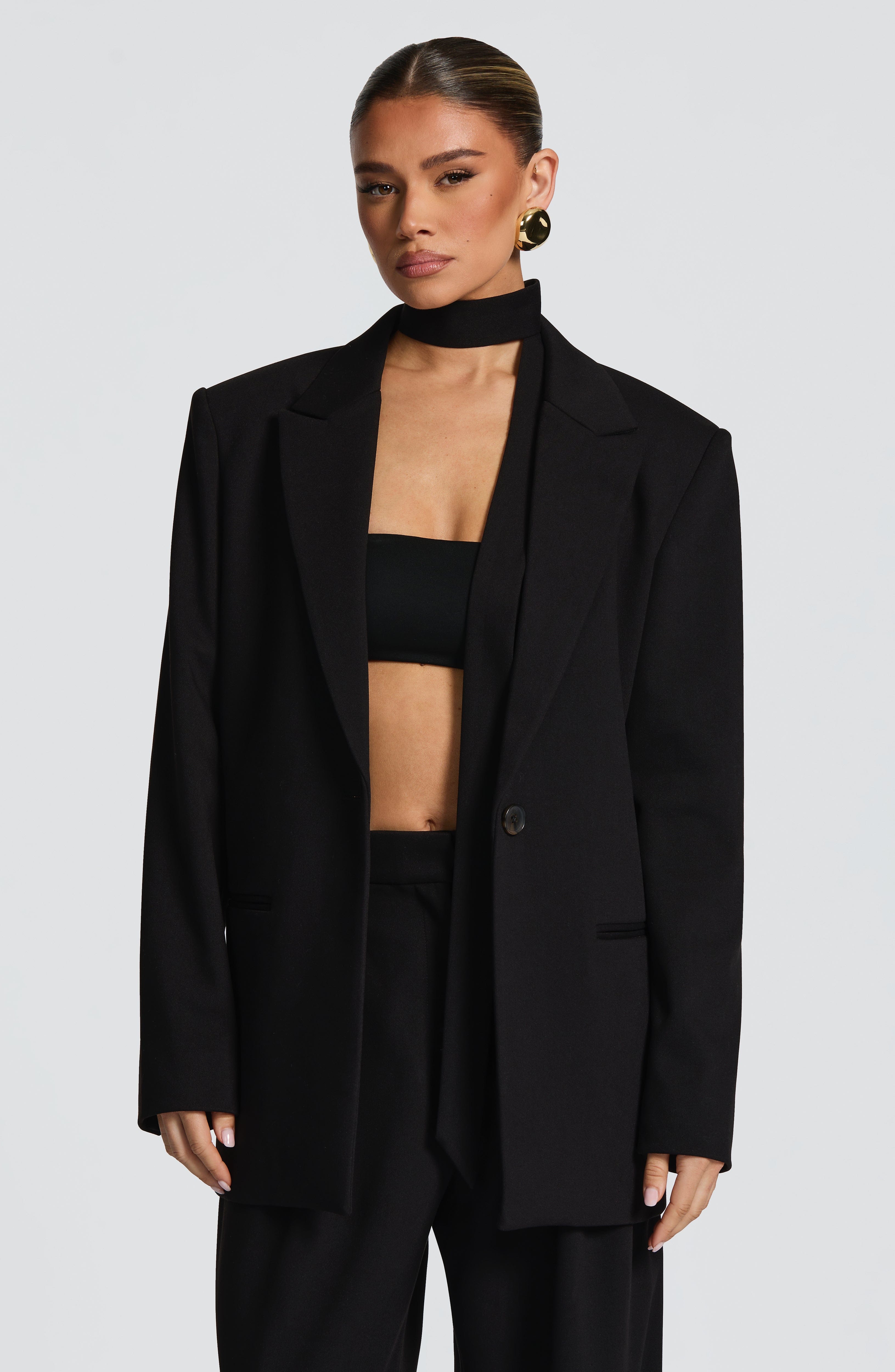 Victoria™ - Blazer Sastre Negra de Corte Boxy
