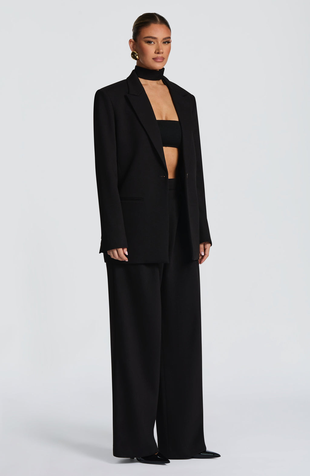 Victoria™ - Blazer Sastre Negra de Corte Boxy