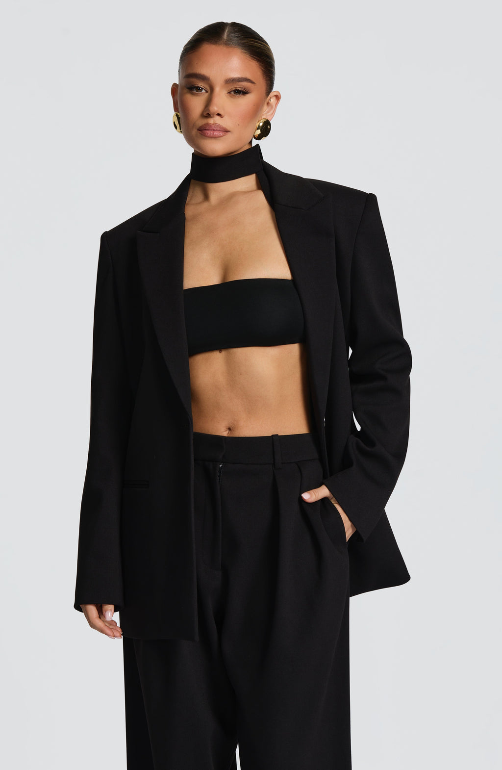 Victoria™ - Blazer Sastre Negra de Corte Boxy