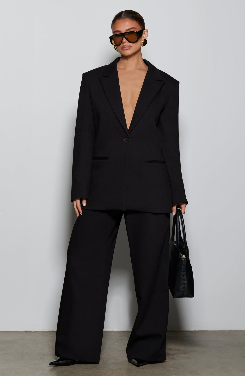 Victoria™ - Blazer Sastre Negra de Corte Boxy