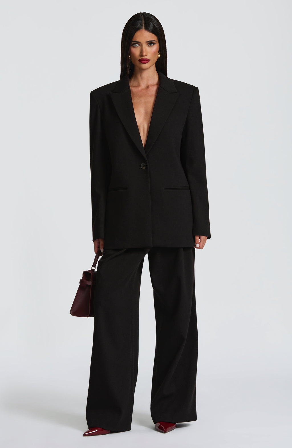 Victoria™ - Blazer Sastre Negra de Corte Boxy