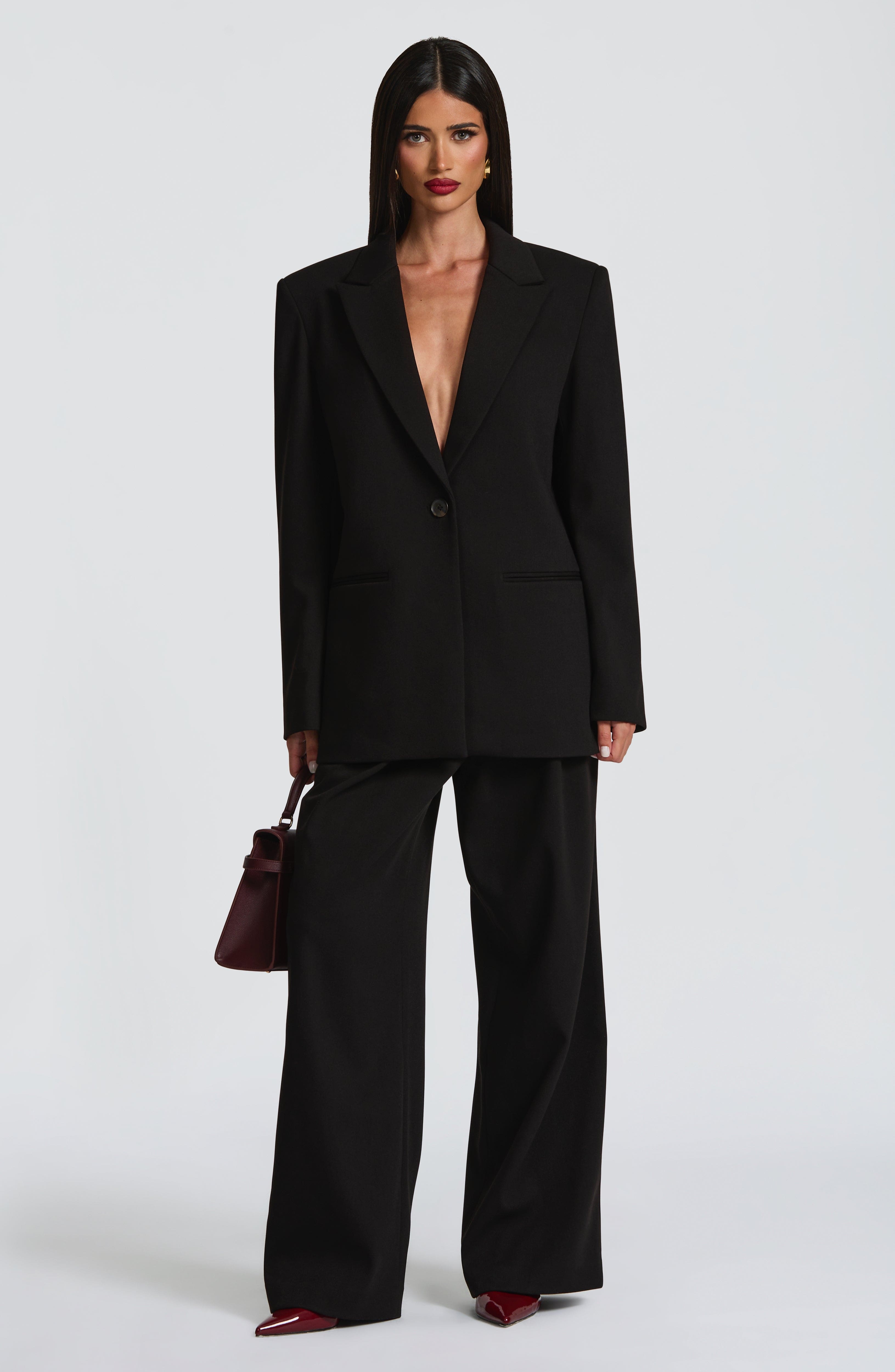Victoria™ - Blazer Sastre Negra de Corte Boxy
