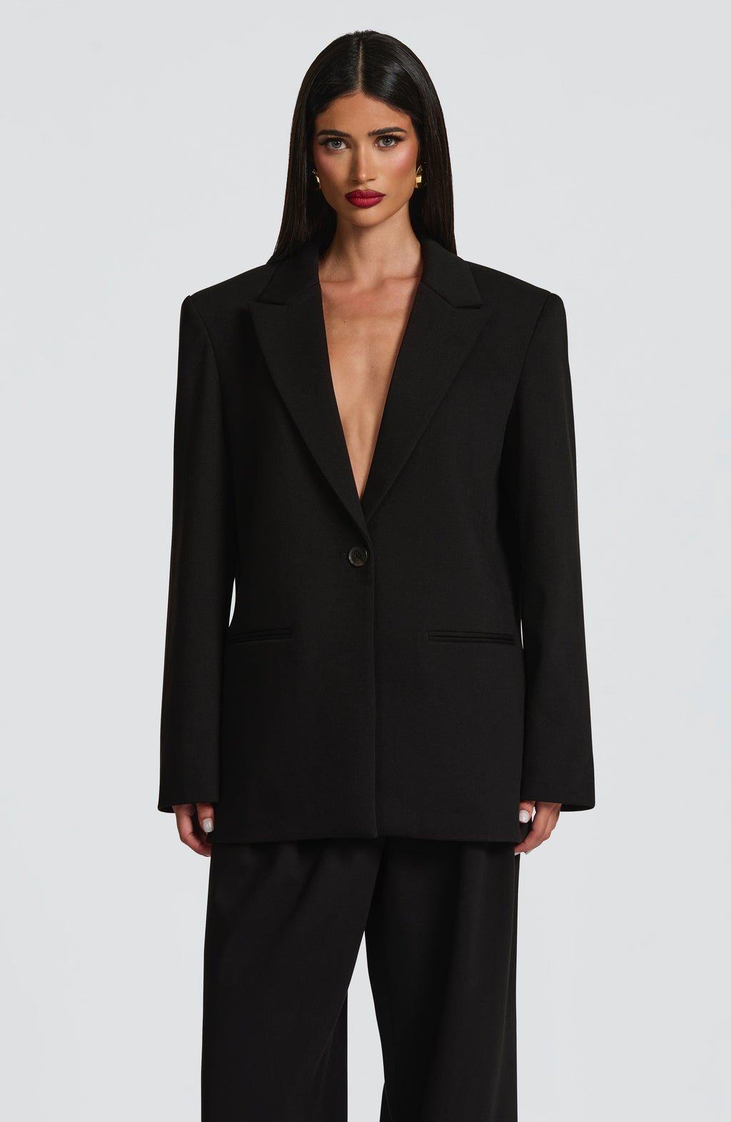 Victoria™ - Blazer Sastre Negra de Corte Boxy