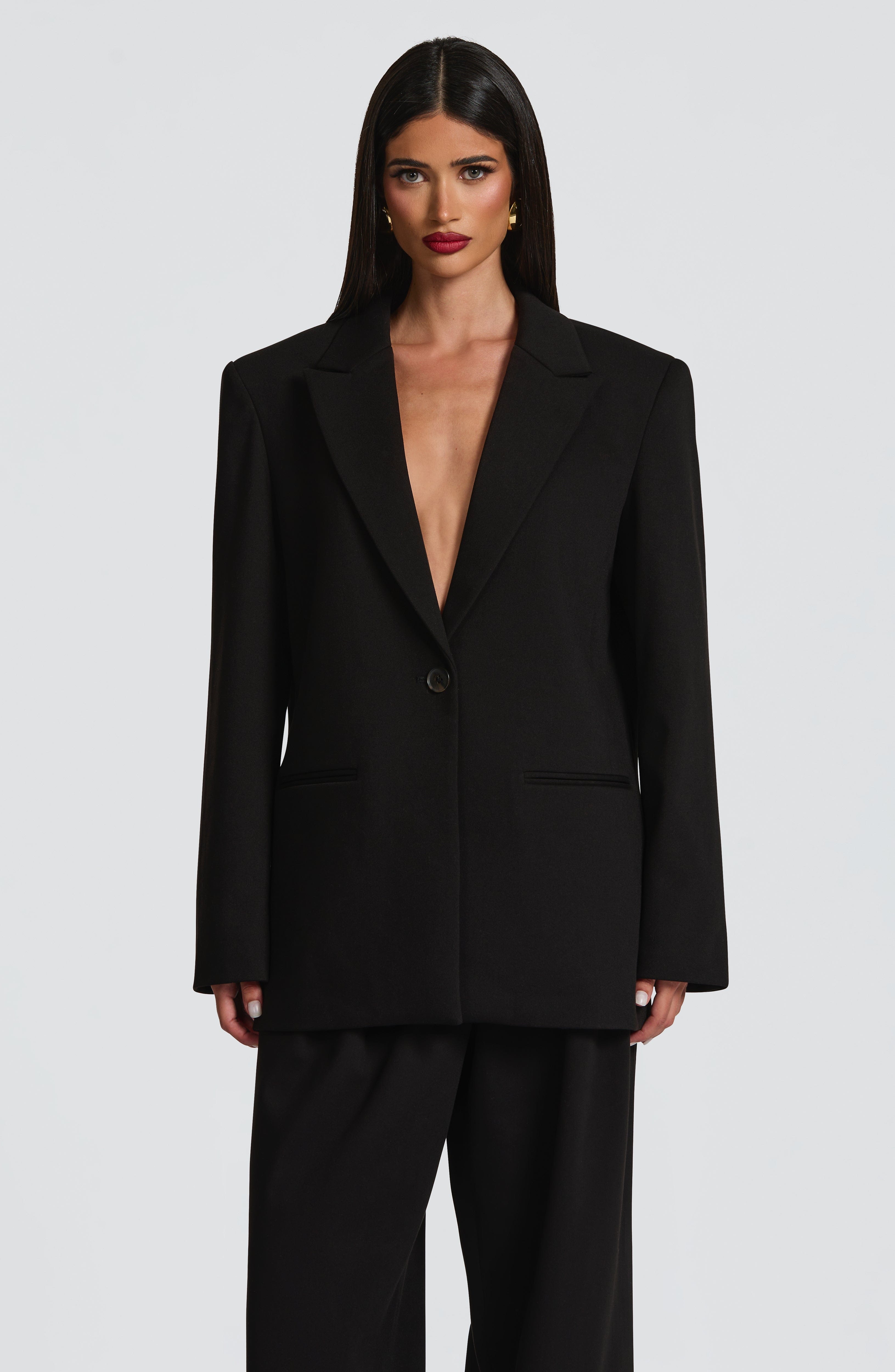 Victoria™ - Blazer Sastre Negra de Corte Boxy
