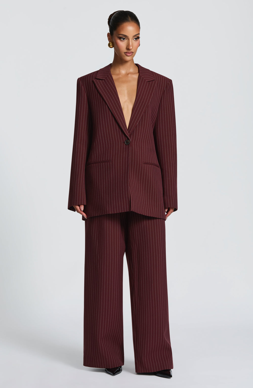 Carmen™ - Blazer Sastre en Burdeos con Raya Diplomática