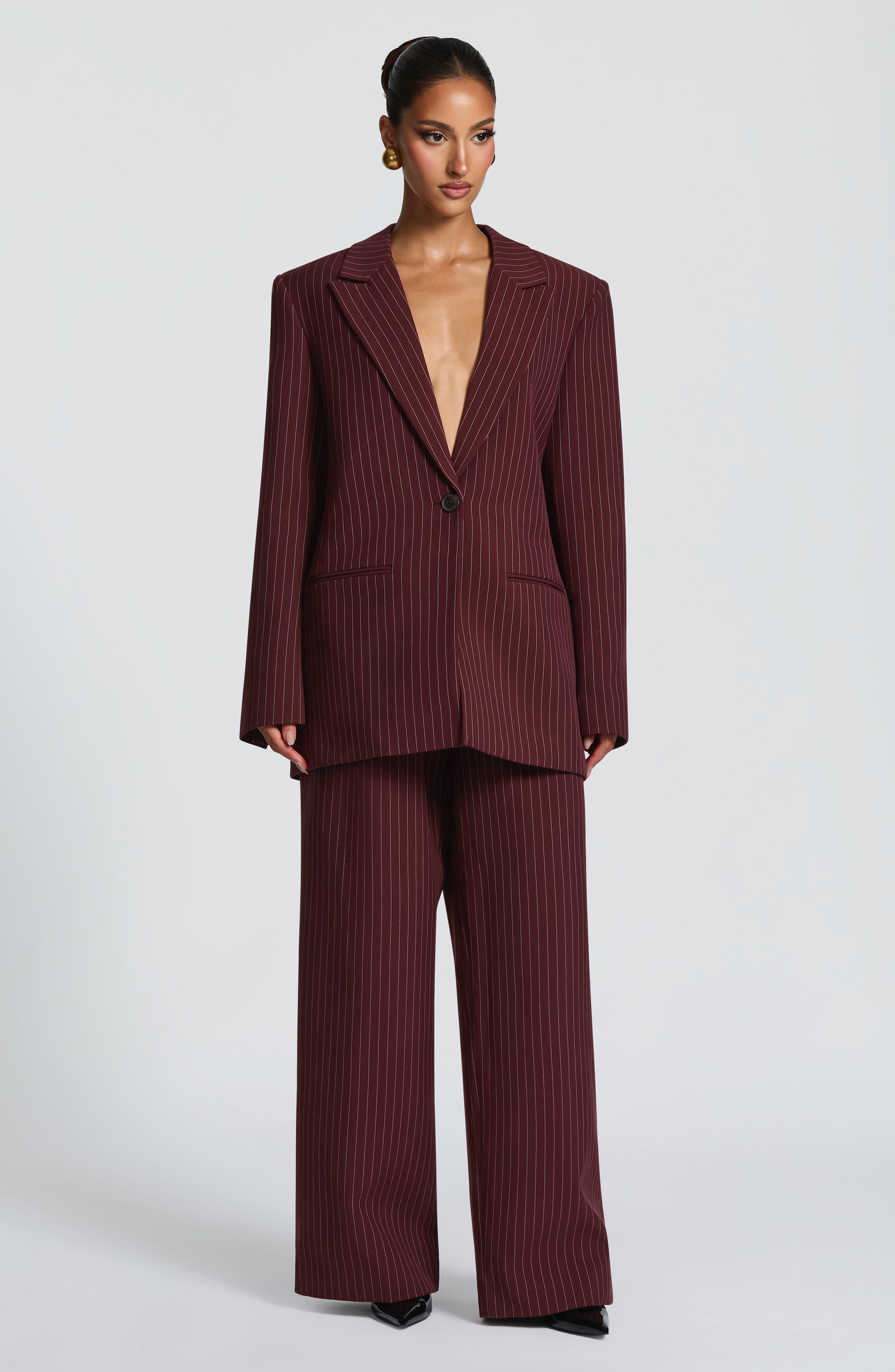 Carmen™ - Blazer Sastre en Burdeos con Raya Diplomática