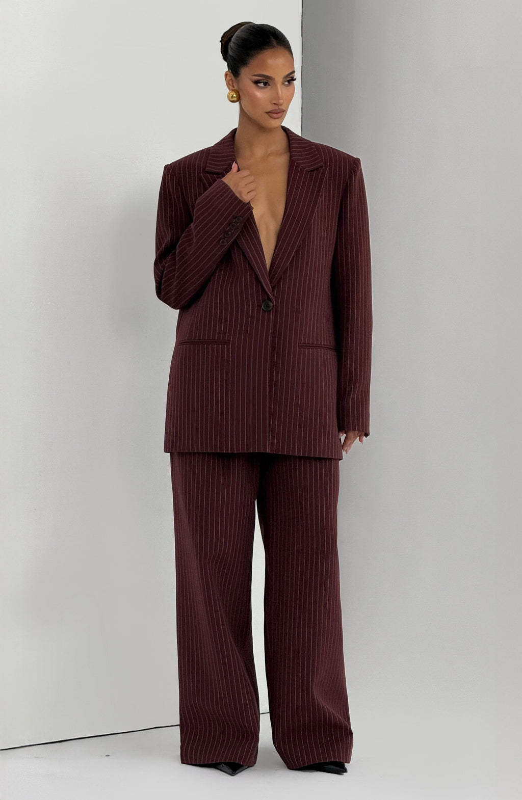 Carmen™ - Blazer Sastre en Burdeos con Raya Diplomática