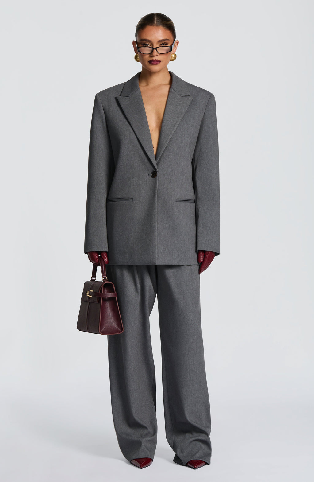 Lucía™ - Blazer Sastre en Gris Marengo de Corte Boxy