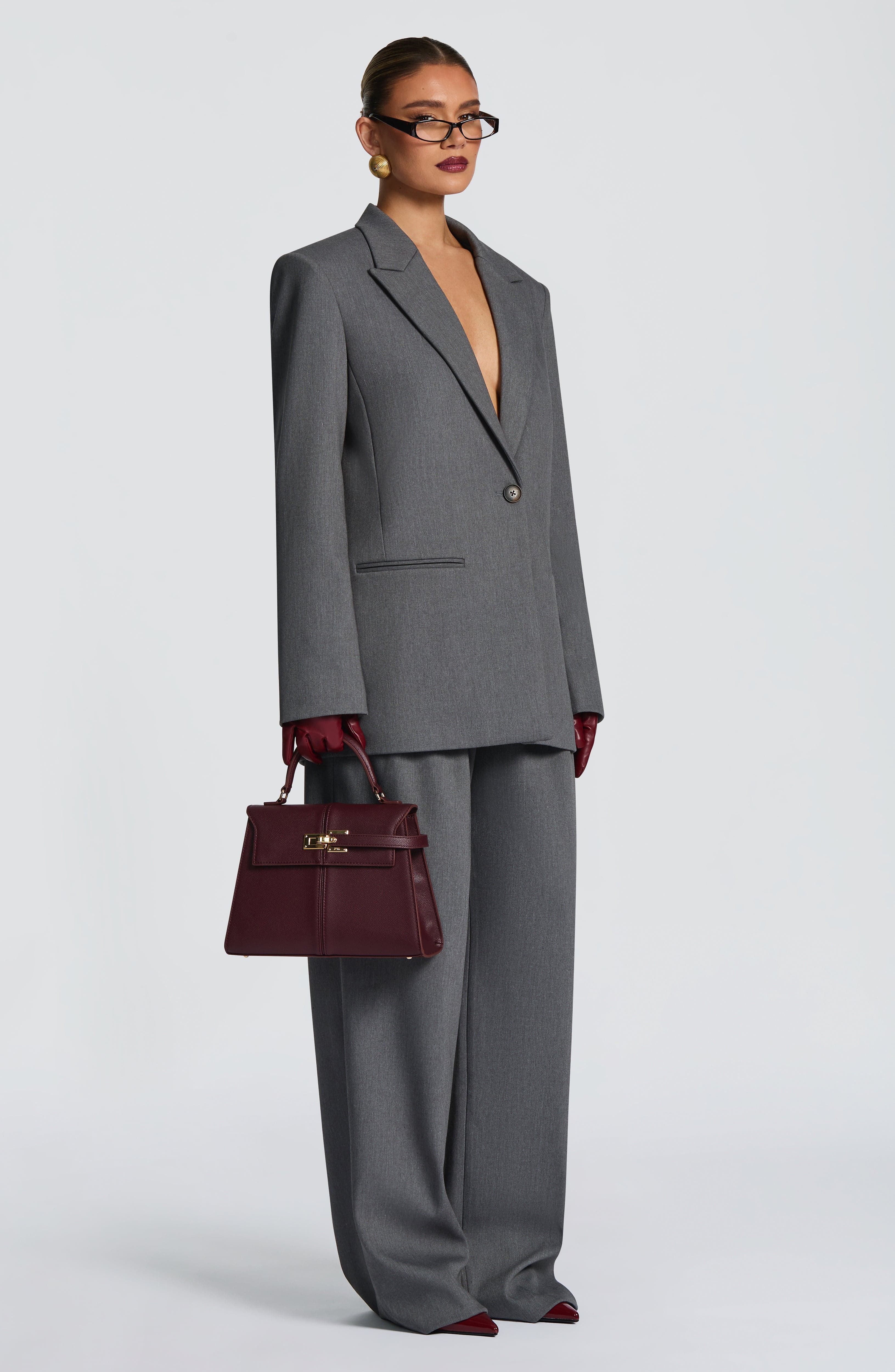 Lucía™ - Blazer Sastre en Gris Marengo de Corte Boxy