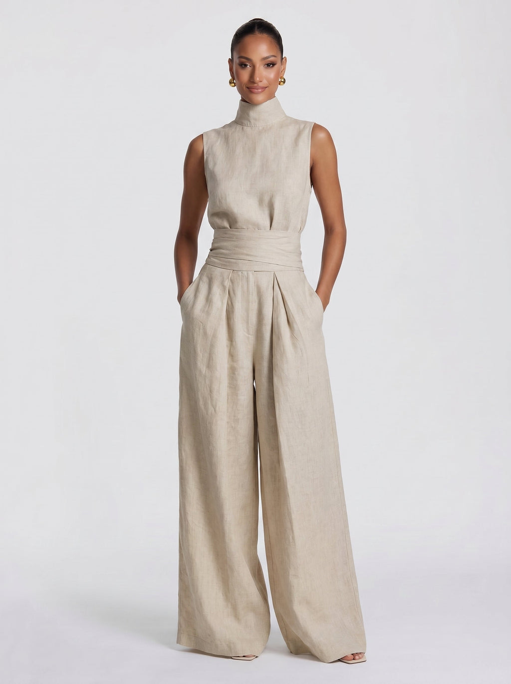 Aria™ - Conjunto de Gala en Palazzo y Cuello Alto Premium