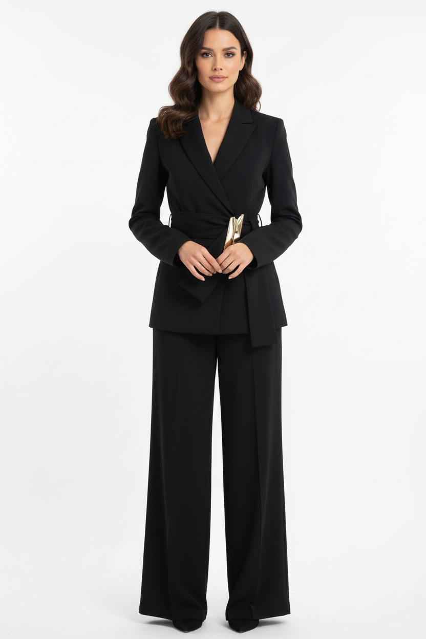 DALILA | Conjunto Elegante de Blazer con Cinturón y Pantalón Palazzo